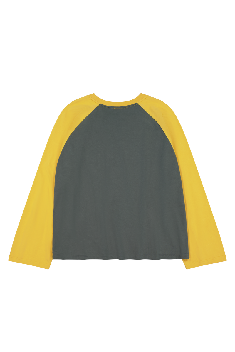 Crew Raglan Jersey Charcoal/Mustard | CHECKS DOWNTOWN