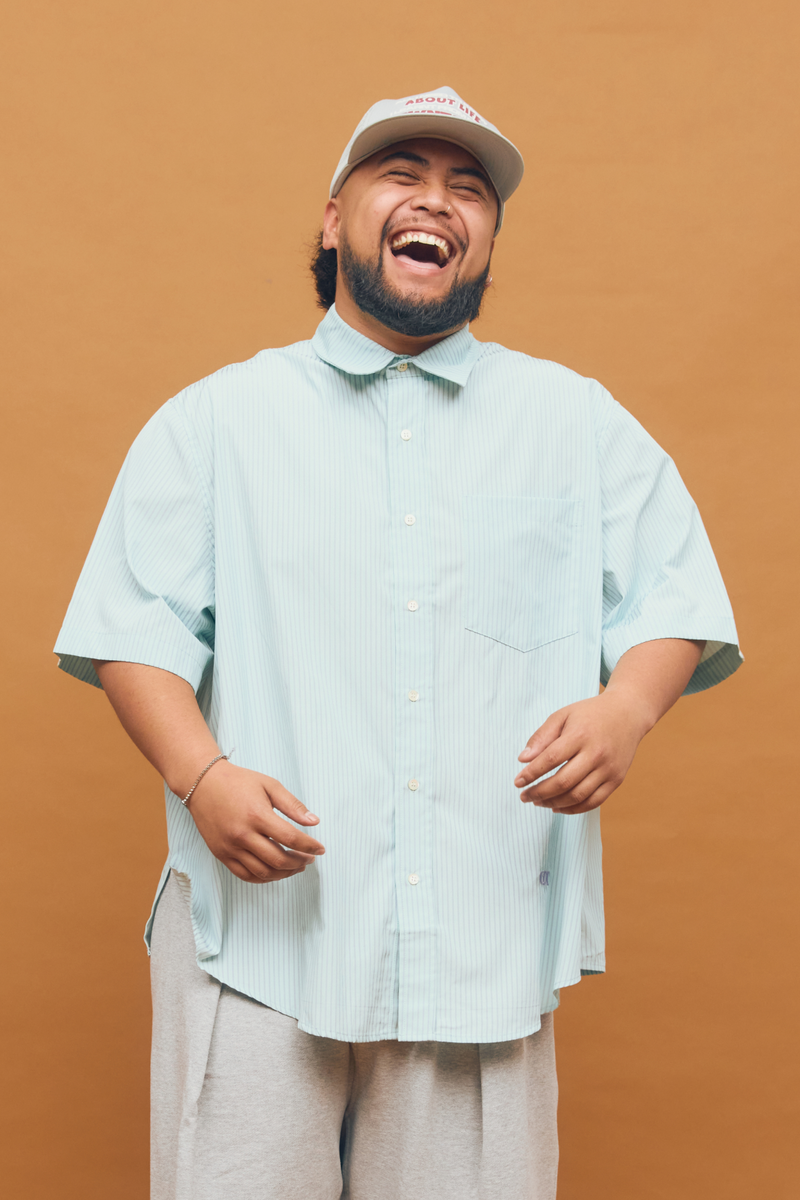 Generous Shirt SS Blue/Green Stripe | CHECKS DOWNTOWN