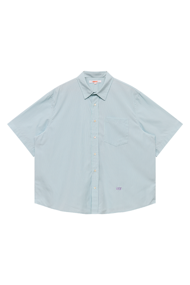 Generous Shirt SS Blue/Green Stripe | CHECKS DOWNTOWN