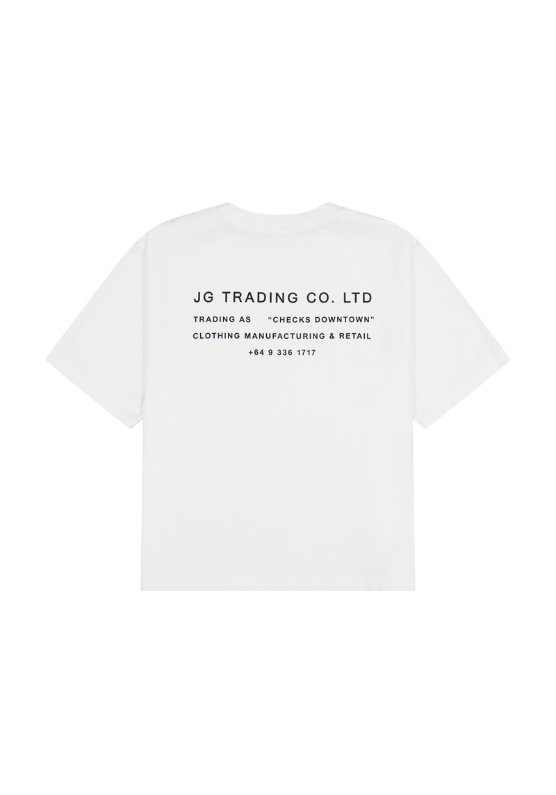 JG Trading Tee White | CHECKS DOWNTOWN