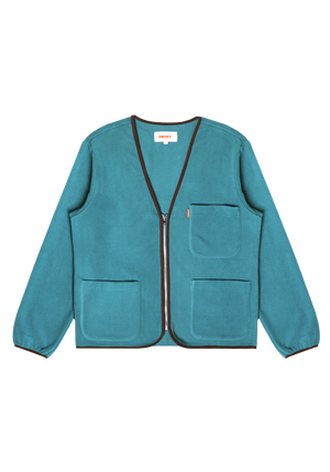 Fleece Zip Cardigan Teal | CHECKS DOWNTOWN