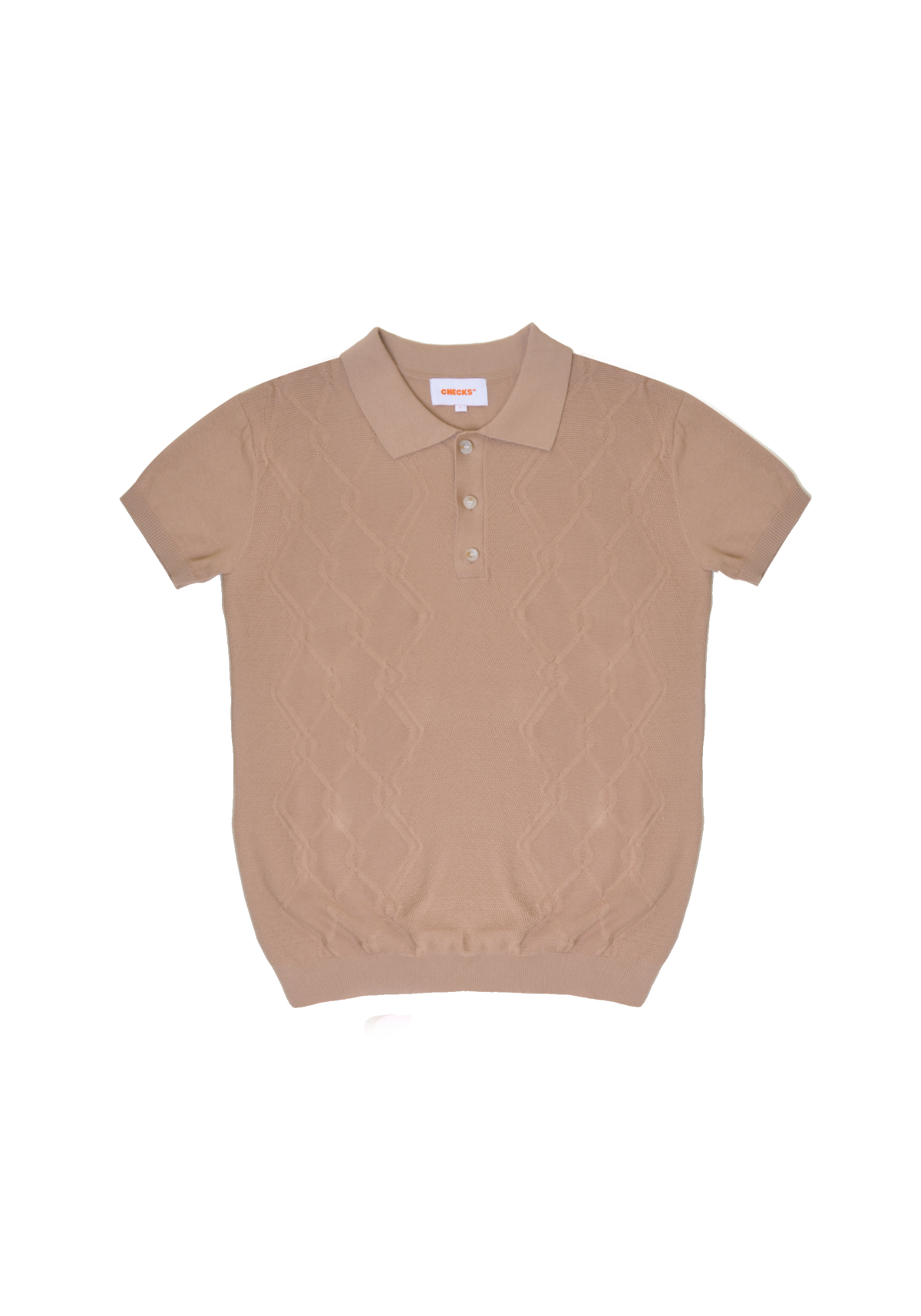 Cabled Knit Polo Mocha | CHECKS DOWNTOWN
