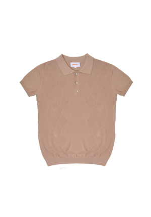 Cabled Knit Polo Mocha | CHECKS DOWNTOWN