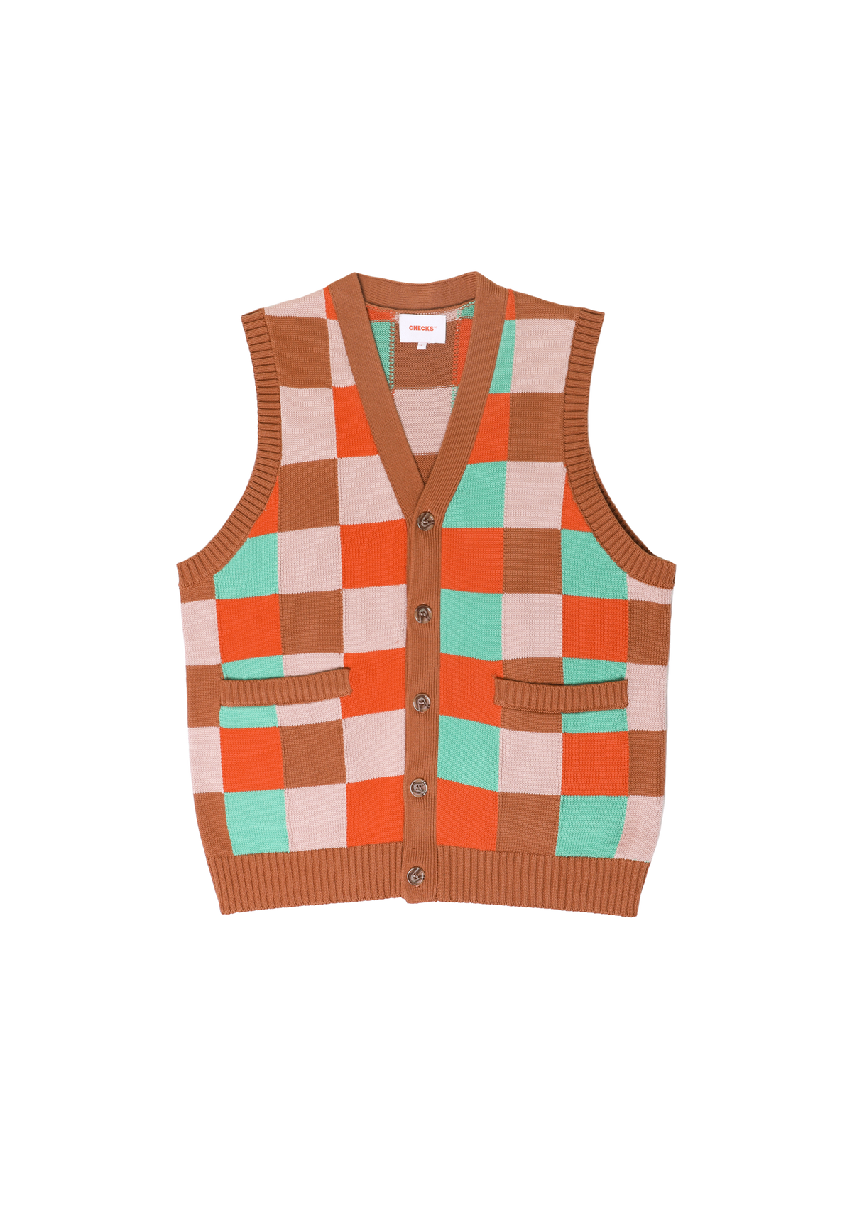 Checkerboard Sweater Vest Rust
