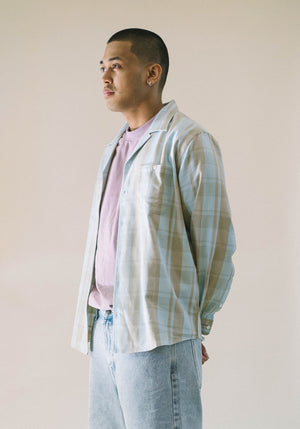 Plaid Flannel Shirt Mint/Beige | CHECKS DOWNTOWN