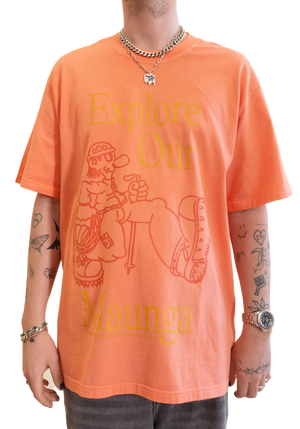 Maunga T-shirt Tangerine | CHECKS DOWNTOWN