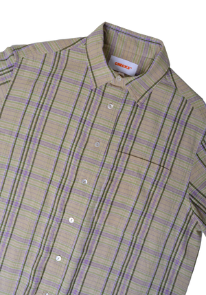 Madras Oxford SS Shirt Khaki/Purple