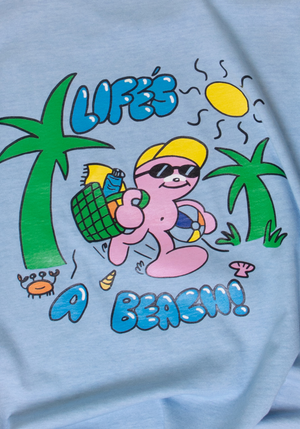 Life's a Beach T-shirt Powder Blue | CHECKS DOWNTOWN