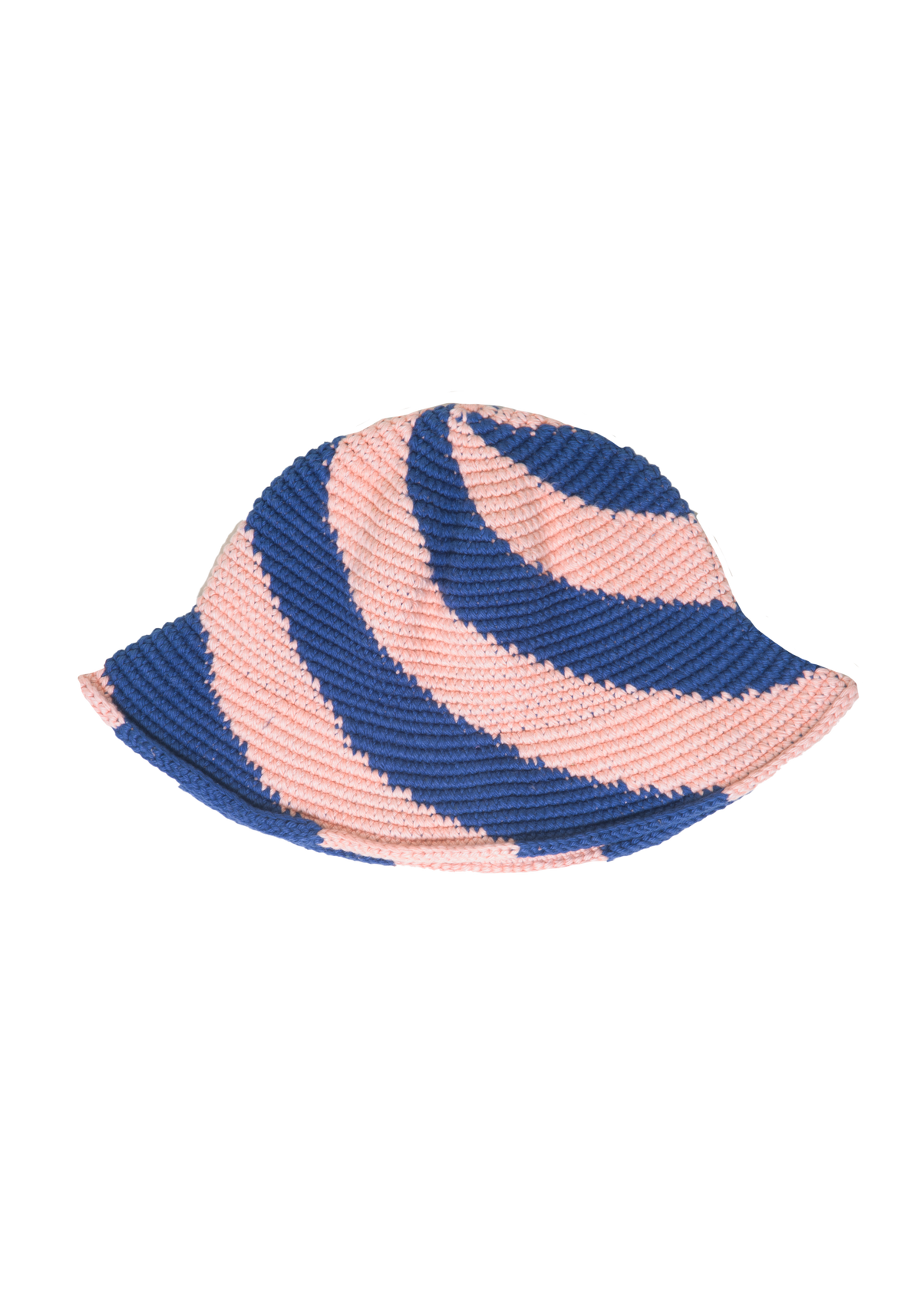 Spiral Crochet Hat Peach/Navy | CHECKS DOWNTOWN