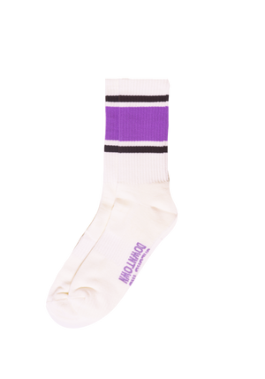 Stripe Skate Socks Oatmeal/Brown/Purple